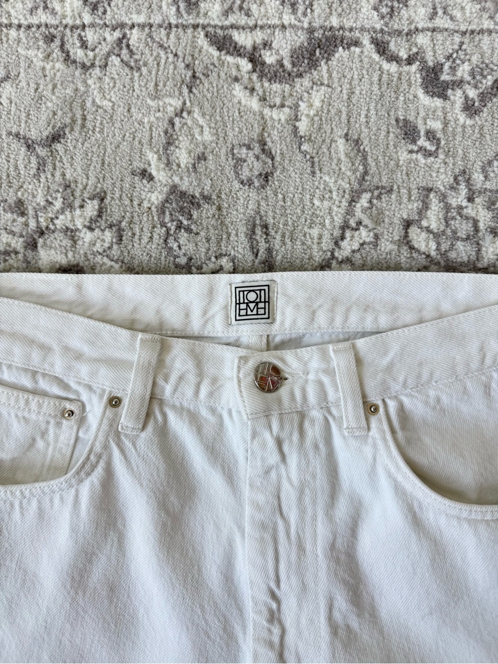 Toteme Twisted Seam White Straight-Leg High Rise Jeans - Size 27 - Made in Italy - Picture 4 of 11